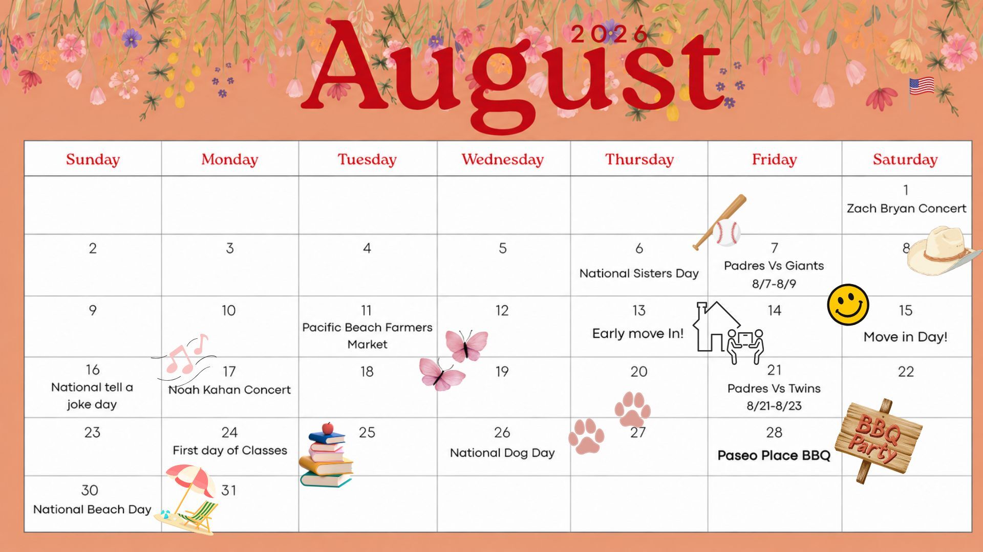 Paseo Place | August Event Calendar