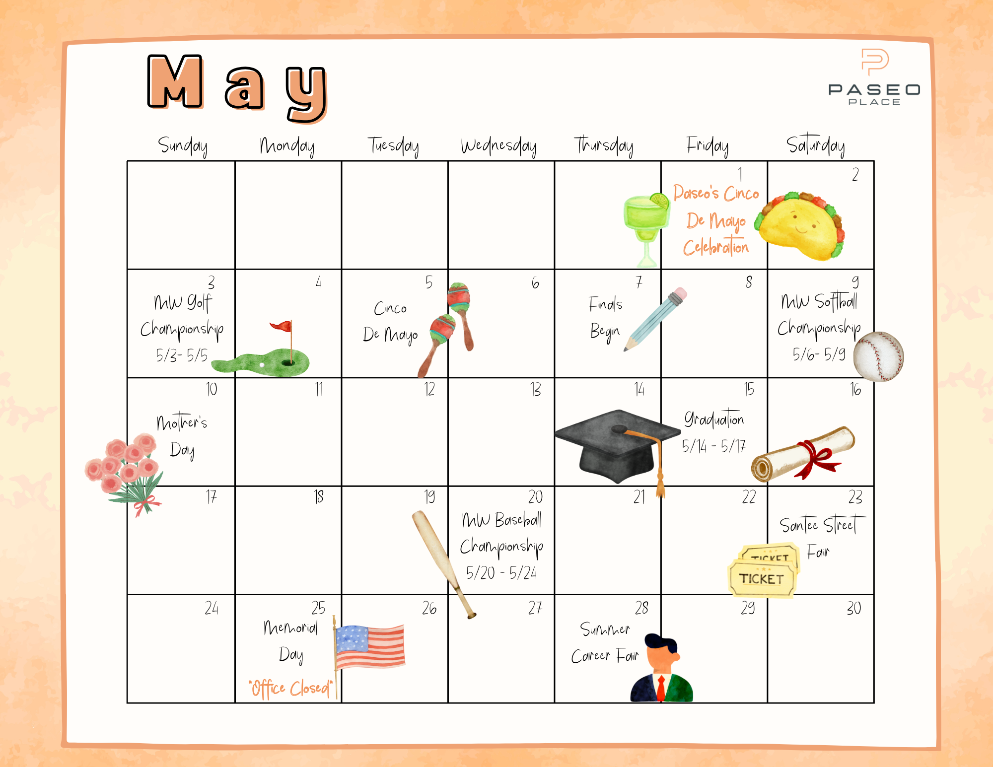 Paseo Place | May Event Calendar