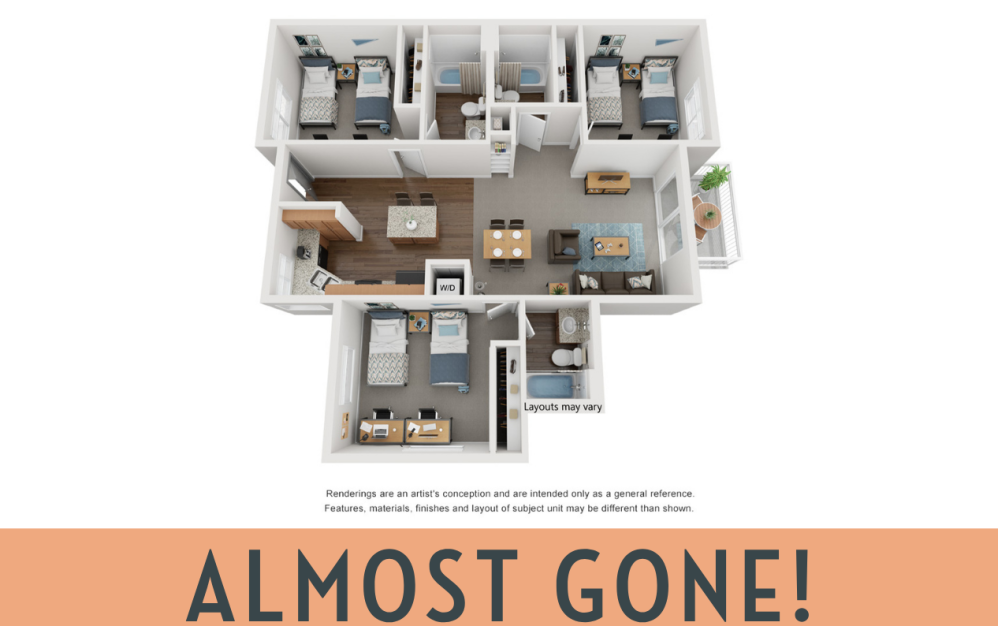 Paseo Place Student Living near SDSU | C1 Floorplan Shared