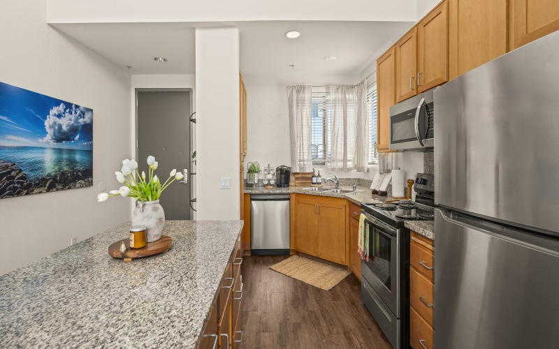 kitchen with wood cabinets