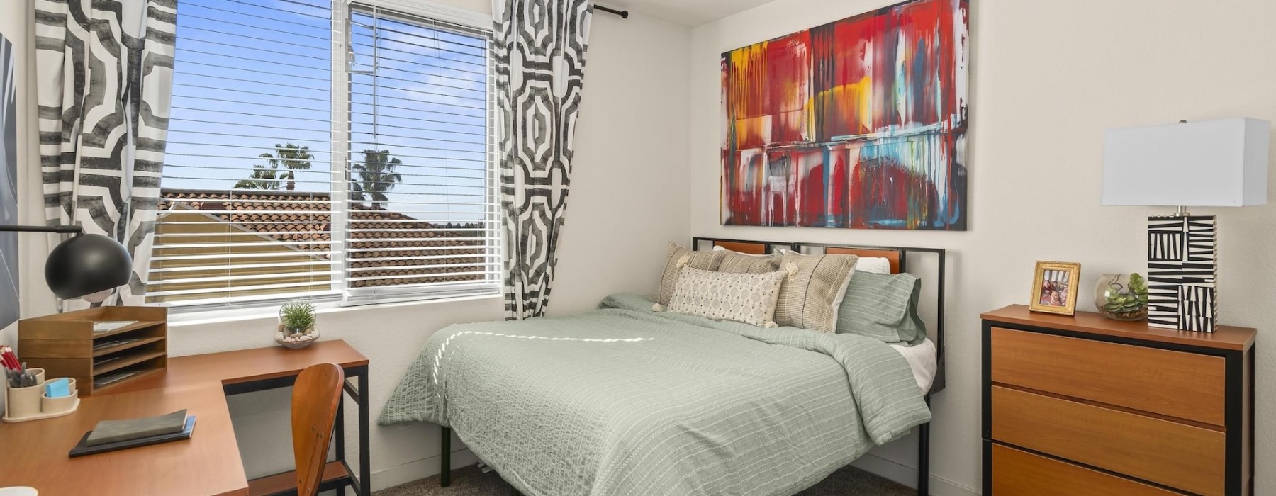 bedroom with large windows